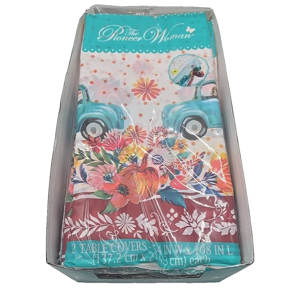 Pioneer Woman Harvest Thanksgiving 54 in w x 108 in. L Dog Plastic Table Covers
